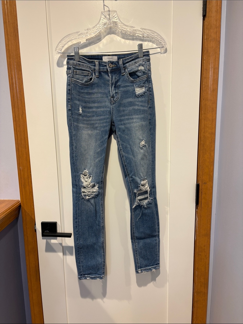 VERVET by Flying Monkey Light Blue Skinny Distressed Jeans
